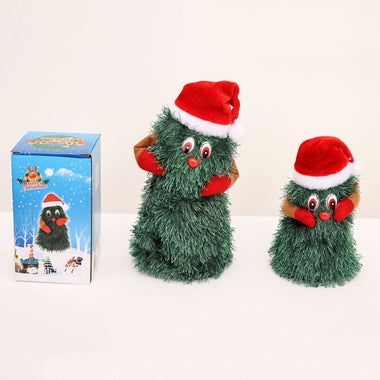 Electric Funny Cute Green Xmas Tree Musical Santa Claus - SuperGlim