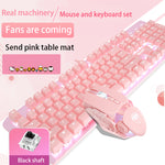 Roze echte mechanische toetsenbord- en muisset