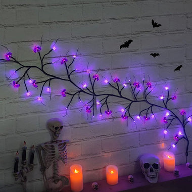 Halloween LED Willow Vine String Light Cool Cartoon Bat Pumpkin Decoration - SuperGlim