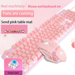 Pink Real Mechanical Keyboard And Mouse Set - SuperGlim