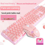 Pink Real Mechanical Keyboard And Mouse Set - SuperGlim
