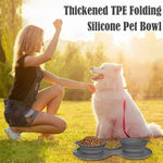 Rubber Foldable Double Bowl Pet Feeding Bowl